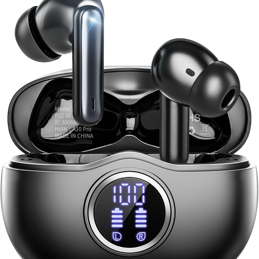 Black Wireless Earbuds with Charging Case